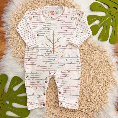 Macacão Malha Trape Zape - Outono - Off White e Ferrugem